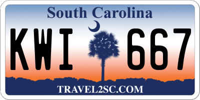 SC license plate KWI667