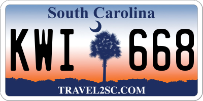 SC license plate KWI668