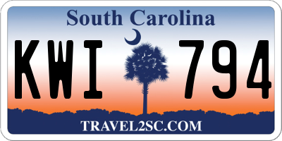 SC license plate KWI794
