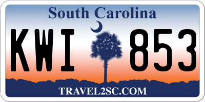 SC license plate KWI853