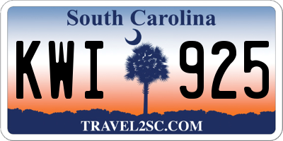 SC license plate KWI925