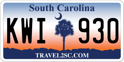 SC license plate KWI930