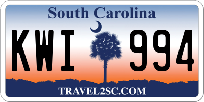 SC license plate KWI994