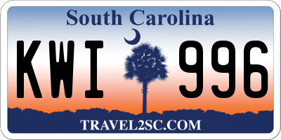 SC license plate KWI996