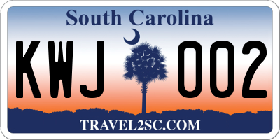 SC license plate KWJ002