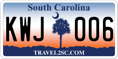 SC license plate KWJ006