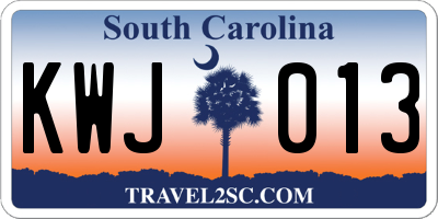 SC license plate KWJ013