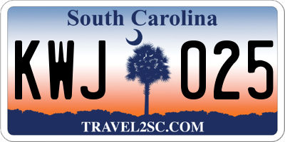 SC license plate KWJ025