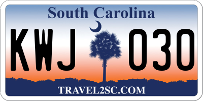 SC license plate KWJ030