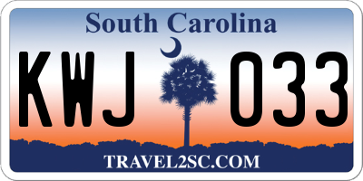 SC license plate KWJ033