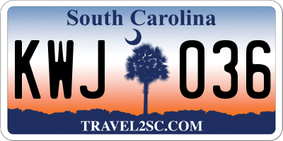 SC license plate KWJ036