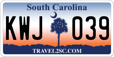 SC license plate KWJ039