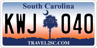 SC license plate KWJ040