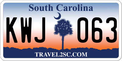 SC license plate KWJ063