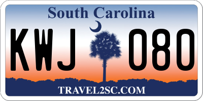 SC license plate KWJ080