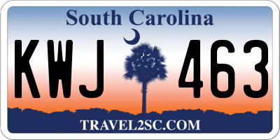 SC license plate KWJ463