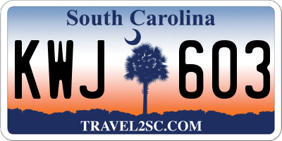 SC license plate KWJ603