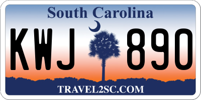SC license plate KWJ890