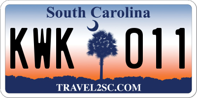 SC license plate KWK011