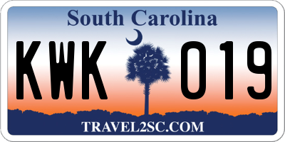 SC license plate KWK019