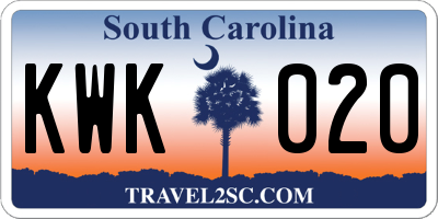 SC license plate KWK020