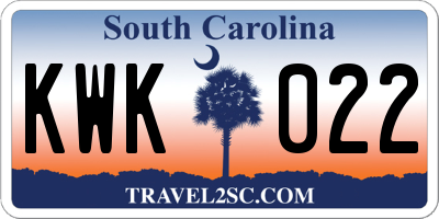 SC license plate KWK022