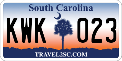 SC license plate KWK023