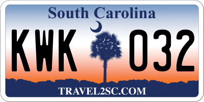 SC license plate KWK032