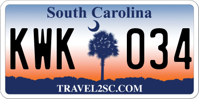 SC license plate KWK034