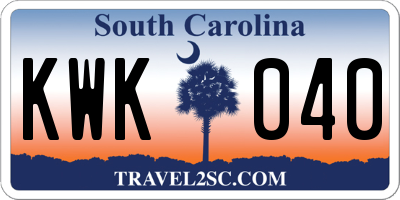 SC license plate KWK040