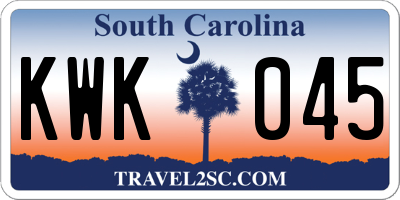SC license plate KWK045