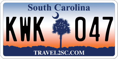 SC license plate KWK047