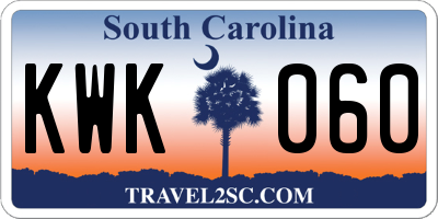 SC license plate KWK060