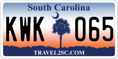 SC license plate KWK065