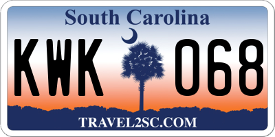 SC license plate KWK068
