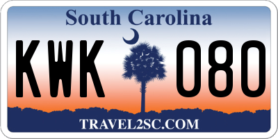 SC license plate KWK080
