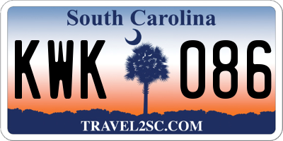 SC license plate KWK086