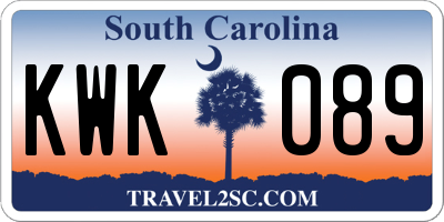 SC license plate KWK089