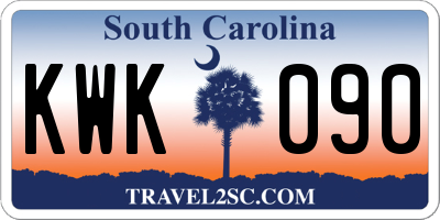 SC license plate KWK090