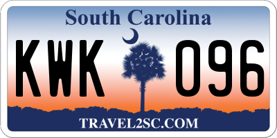 SC license plate KWK096