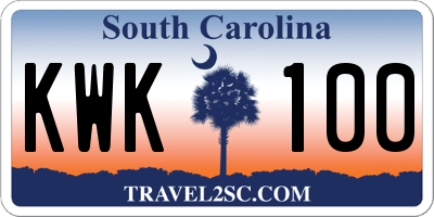 SC license plate KWK100