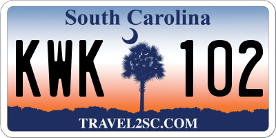 SC license plate KWK102