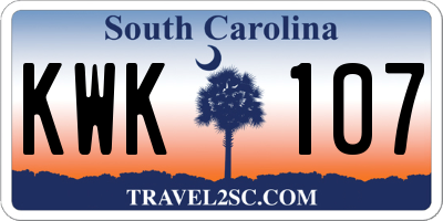 SC license plate KWK107