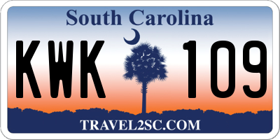 SC license plate KWK109