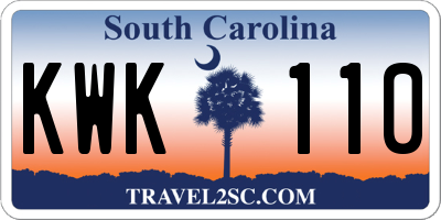 SC license plate KWK110