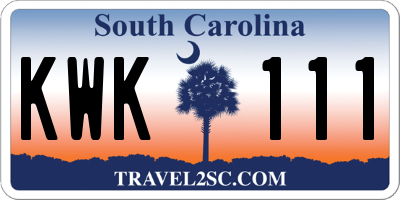 SC license plate KWK111