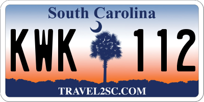 SC license plate KWK112