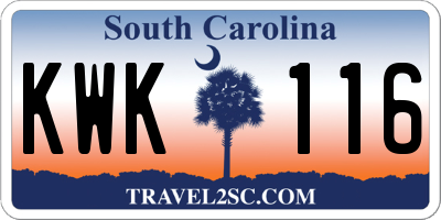 SC license plate KWK116