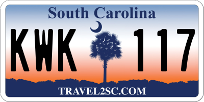 SC license plate KWK117