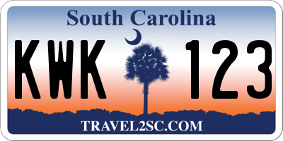 SC license plate KWK123